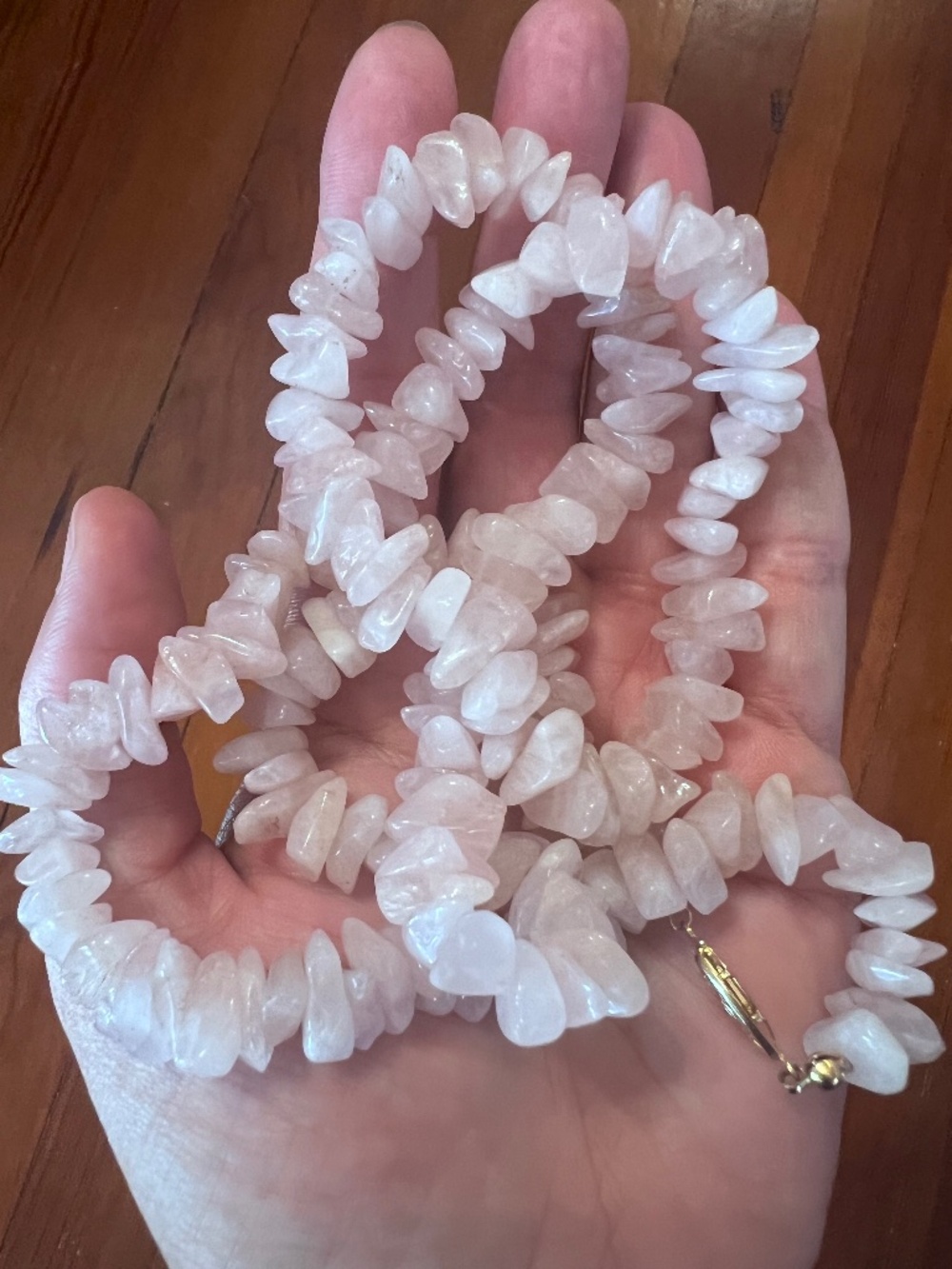 28" Rose Quartz Large Chip Bead Necklace